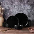 thumbnail image 1 of Vesteel Dinnerware Sets for 4, 12Pcs Premium Plates and Bowls Set, Farmhouse Handmade Stoneware Sets for Home Restaurant, Microwave & Dishwasher Safe, Matte Black, 1 of 8