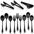 thumbnail image 1 of Vesteel 12-Piece Stainless Steel Black Serving Utensils, Include 3 Large Serving Spoons, 3 Slotted Serving Spoons, 3 Servin Tongs, 1 of 6