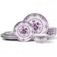 thumbnail image 1 of Vesteel 12 Pieces Bowls and Plates Set, Floral Ceramic Dinnerware Set for 4, Porcelain Tableware Dishes Set for Kitchen, Dining, Microwave & Dishwasher Safe, Vintage Purple, 1 of 10