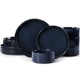 thumbnail image 1 of Vesteel Dinnerware Set for 4, 12-Piece Premium Stoneware Ribbed Dishes with Reactive Glaze, Chip & Scratch Resistant Plates and Bowls Set for Home Restaurant, Microwave Safe - Starry Blue, 1 of 9