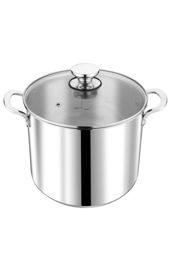 12QT Stock Pot with Lid, Tri-Ply Bottom Stainless Steel Stockpot for Cooking Simmering Soup Stew, Heavy Duty Cookware Compatible with All Cooktops, Dishwasher Safe