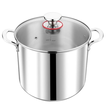 Vesteel 12QT Stock Pot with Lid, Tri-Ply Bottom Stainless Steel Stockpot for Cooking Simmering Soup Stew, Heavy Duty Cookware Compatible with All Cooktops, Dishwasher Safe