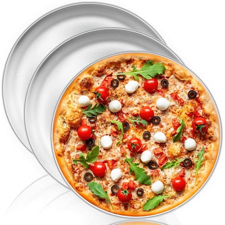 Vesteel 13.4 inch Stainless Steel Pizza Pan Set Large Pizza Oven Pans Tray for Baking Serving, Heavy Duty& Dishwasher Safe- 3 Piece