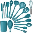 thumbnail image 1 of Vesteel 15-Piece Kitchen Utensils Set, Silicone Cooking Utensils with Holder, Non-stick Cookware Friendly & Heat Resistant - Teal Blue, 1 of 7