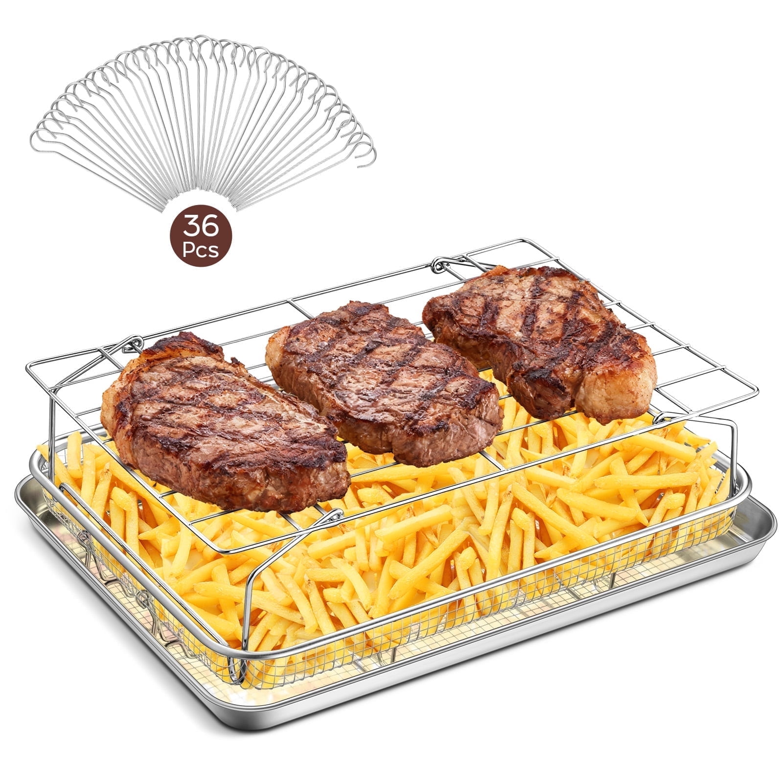 Vesteel 16 inch Air Fryer Basket Set, Stainless Steel Baking Pan