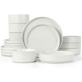 thumbnail image 1 of Vesteel 16 Pieces Dinnerware Set for 4, Premium Stoneware Ribbed Dishes, Chip & Scratch Resistant Plates and Bowls Set for Home Restaurant, Microwave and Dishwasher Safe - Speckled White, 1 of 9