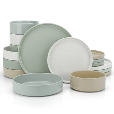 Vesteel 16 Pieces Dinnerware Sets, Premium Stoneware Dishes Set for 4, Speckled Plates and Bowls Set for Home Restaurant, Microwave and Dishwasher Safe - Multi-Color