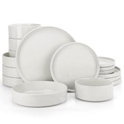 Vesteel 16 Pieces Dinnerware Sets, Premium Stoneware Dishes Set for 4, Speckled Plates and Bowls Set for Home Restaurant, Microwave and Dishwasher Safe - Off-white