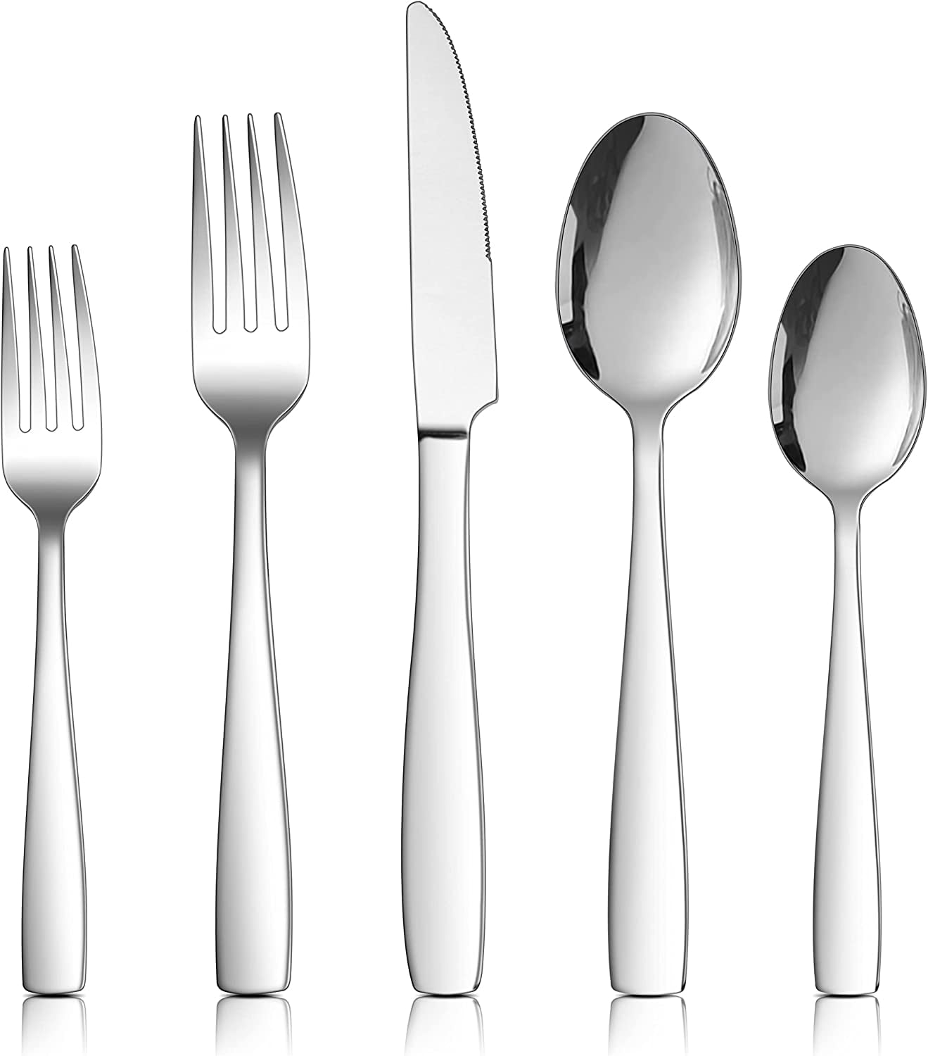 35-Piece Heavy Duty Silverware Set, E-far Stainless Steel Flatware