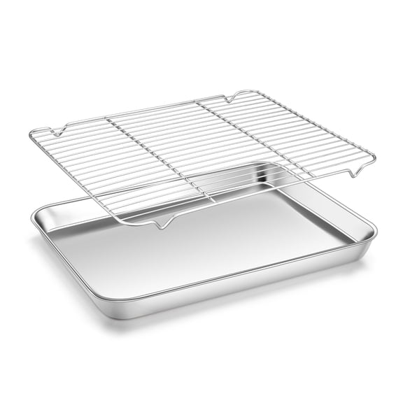 Vesteel 18 inch Stainless Steel Baking Sheet with Rack Set, Cookie Sheet Baking Pan Tray with Cooling Rack, Nontoxic & Dishwasher Safe