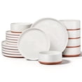thumbnail image 1 of Vesteel 18 Pieces Dinnerware Set, Ceramic Plates and Bowls Set for 6, Handcrafted Speckled Stoneware Dishes Set for Home, Microwave and Dishwasher Safe - Speckled White, 1 of 11