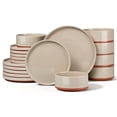 thumbnail image 1 of Vesteel 18 Pieces Dinnerware Set, Ceramic Plates and Bowls Set for 6, Handcrafted Speckled Stoneware Dishes Set for Family, Microwave & Dishwasher Safe - Cappuccino Brown, 1 of 11