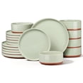 thumbnail image 1 of Vesteel 18 Pieces Dinnerware Set, Ceramic Plates and Bowls Set for 6, Handcrafted Speckled Stoneware Dishes Set for Home, Microwave & Dishwasher Safe - Light Green, 1 of 11