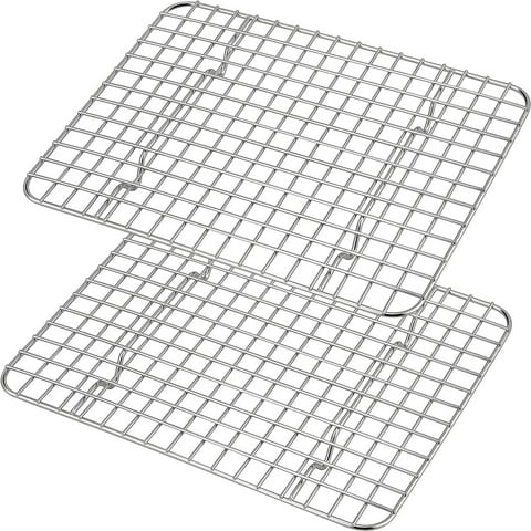 Vesteel 2-Pack Cooling Rack for Baking, Stainless Steel Cookie Rack for Baking Cooking Roasting , 12" x 9" Grid Wire Rack Fits Baking Sheet Pan, Dishwasher Safe