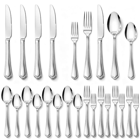20-Piece Silverware Set, Vesteel Stainless Steel Flatware Set Service for 4, Modern Tableware Cutlery Set for Home and Restaurant, Smooth Edge & Mirror Finish, Dishwasher Safe