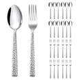 thumbnail image 1 of Vesteel 24-Piece Hammered Forks and Spoons Silverware Set, Stainless Steel Square Flatware Cutlery Set, Food-Grade Utensil Set for Home, Kitchen and Restaurant, Dishwasher Safe, 1 of 7