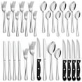 thumbnail image 1 of Vesteel 24 Pieces Silverware Set with Steak Knives, Stainless Steel Flatware Cutlery Set Service for 4, Mirror Finish and Dishwasher Safe, 1 of 7