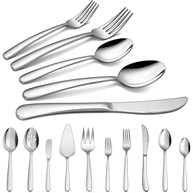 Vesteel 25 Piece Modern Silverware Set with Serving Utensils, Heavy
