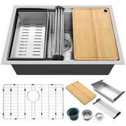 Vesteel 27” x 18” Kitchen Sink, Stainless Steel Undermount Sink for Kitchen Single Bowl Workstation Sink, 4 Sink Accessories Include