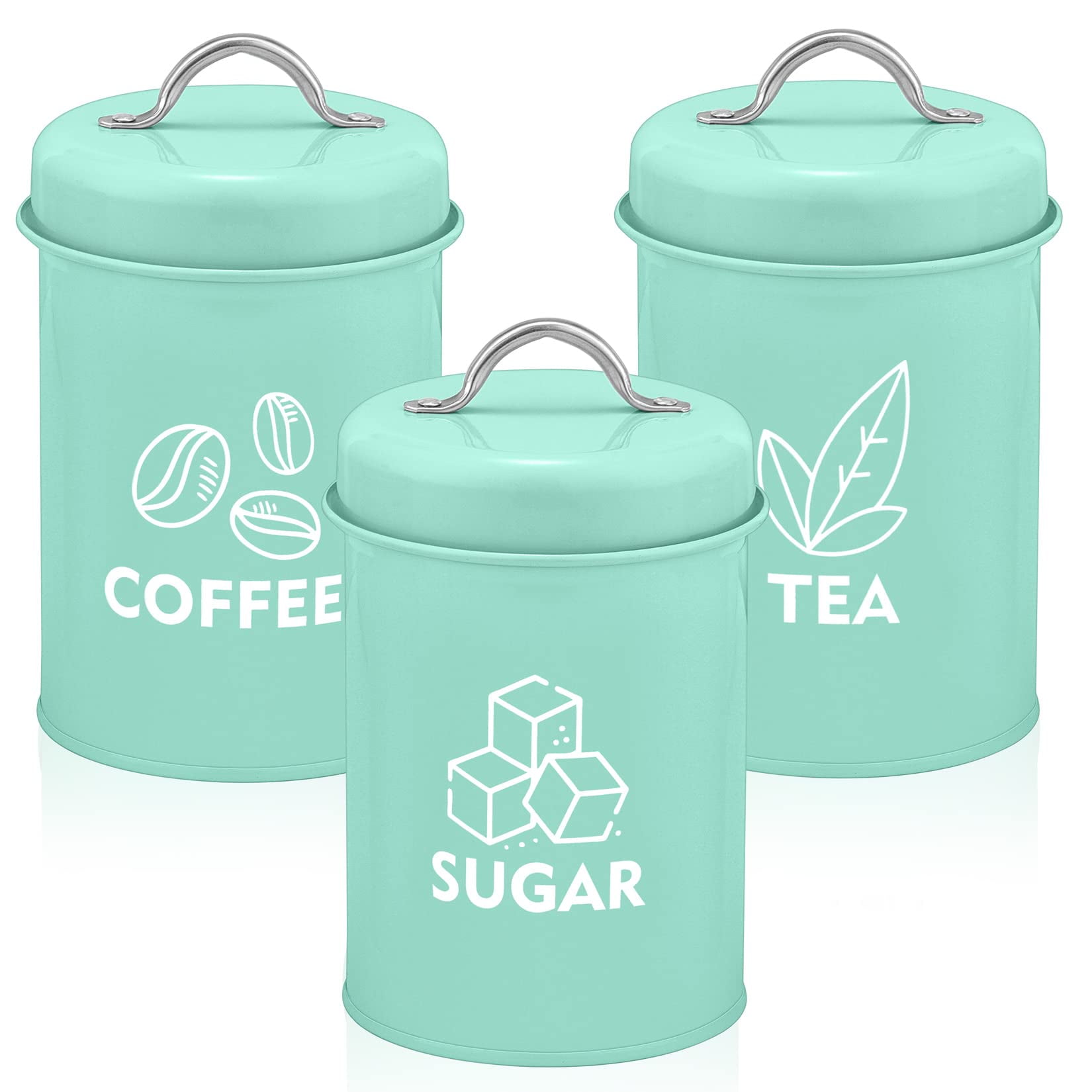 VETIN 3 Pcs Sugar Salt Container Set Containers for Sugar and Coffee Sugar  Container Marble Jar Set Sugar Bowl Sugar Jar with Spoon and Lid