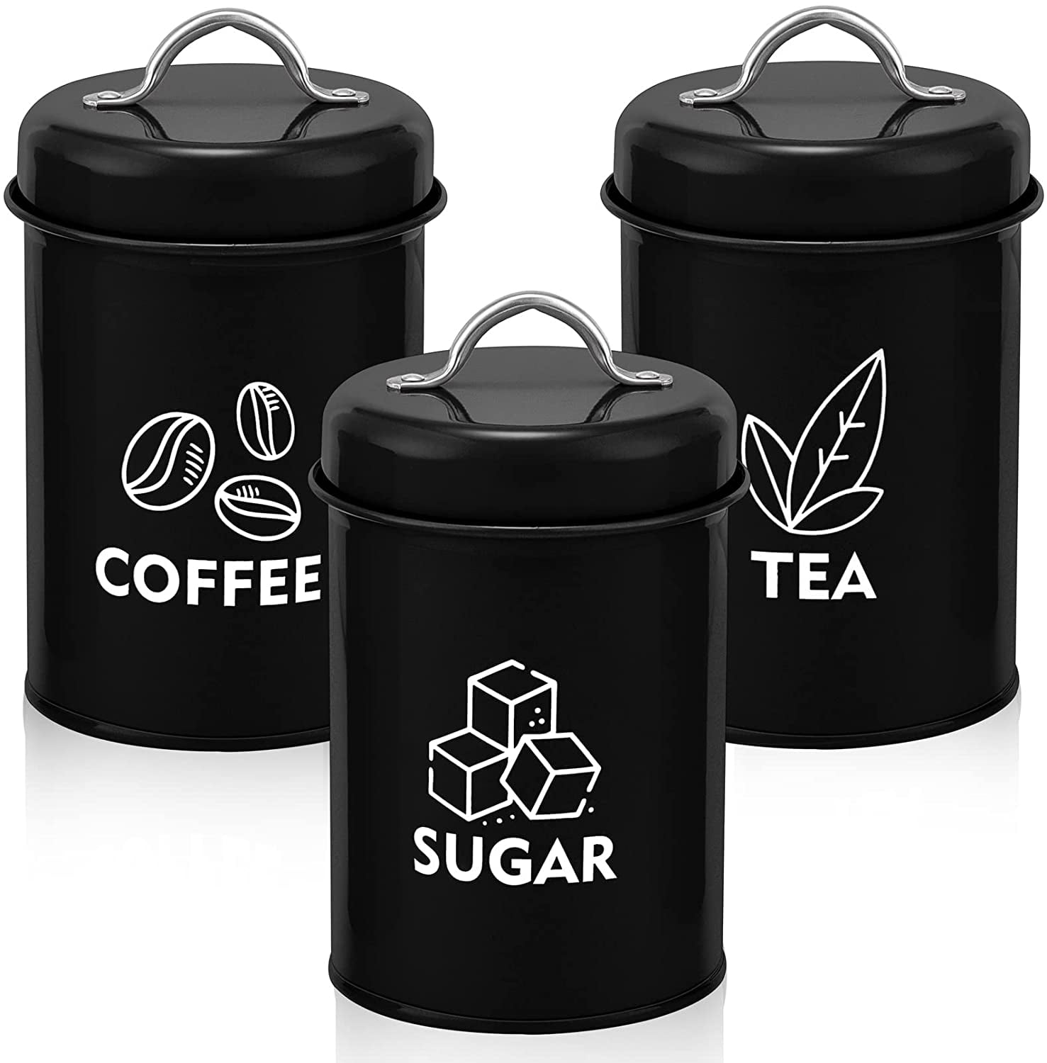 Country Kitchen Canister Set with Black Letter Decor