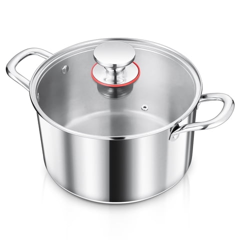 Vesteel Olla de Caldo de Acero Inoxidable Tri-Ply de 4 Qt, Olla de Caldo de 4 Cuartos para Pasta con Tapa Visible para Sopa
