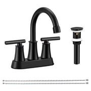 Vesteel 4 inch Bathroom Faucet, 2 Handle Stainless Steel Centerset Faucet with Swivel Spout for Bathroom, Modern Bat Sink Faucet with Pop up Sink Drain & Water Supply Lines