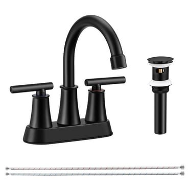 Vesteel 4 inch Bathroom Faucet, 2 Handle Stainless Steel Centerset Faucet with Swivel Spout for Bathroom, Modern Bat Sink Faucet with Pop up Sink Drain & Water Supply Lines