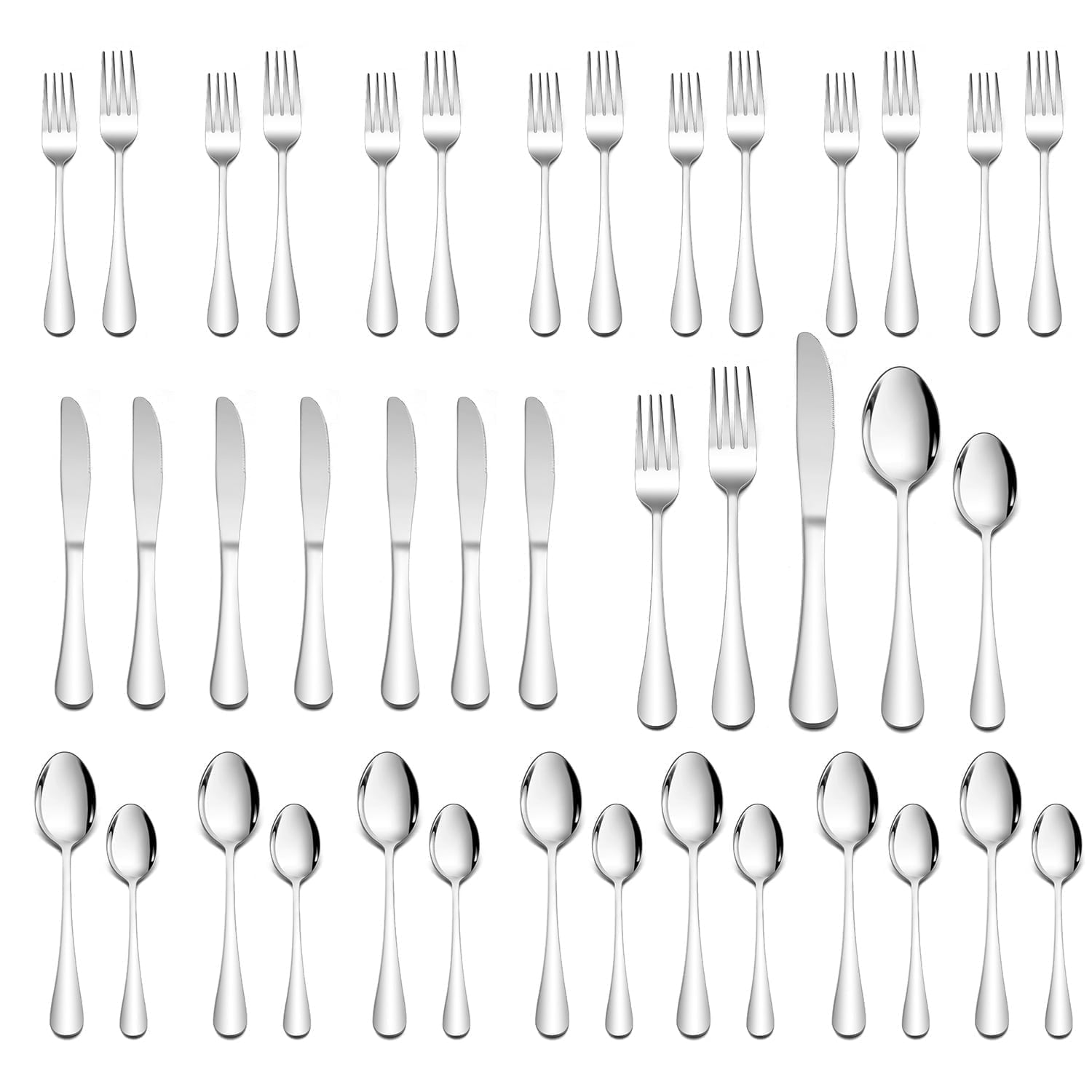 Vesteel 40-Piece Flatware Silverware Set Service for 8, Stainless Steel Cutlery Eating Utensils Fork Knife Spoon Set, Mirror Finished & Dishwasher Safe