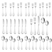 Vesteel 40-Piece Flatware Silverware Set Service for 8, Stainless Steel Cutlery Eating Utensils Fork Knife Spoon Set, Mirror Finished & Dishwasher Safe