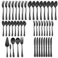 thumbnail image 1 of Vesteel 45 Pieces Black Silverware Set with Serving Utensils, Stainless Steel Modern Flatware Cutlery Set for 8, Eating Utensils Tableware Include Forks Knives Spoons, Mirror Polished, 1 of 7