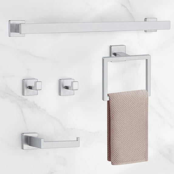 Vesteel 5 Pieces Bathroom Hardware Set, Stainless Steel Bathroom Accessories Sets, Brushed Nickel 24 inch Wall Mounted Bath Towel Bar Sets for Bathroom