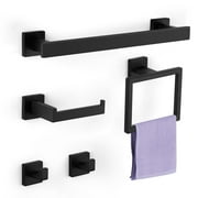Vesteel 5 Pieces Bathroom Hardware Set, Wall Mounted Stainless Steel Bathroom Accessories Kit, Towel Bar, Toilet Paper Holder, Towel Ring, Robe Hooks, Towel Bar Holder Sets Included
