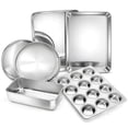 thumbnail image 1 of Vesteel 6 Piece Bakeware Set, Stainless Steel Baking Pans set for Oven, Include 8-Inch Cake Pan/Rectangle Baking Cookie Sheet/Muffin/Loaf Pan, Non-Toxic & Heavy Duty, Dishwasher Safe, 1 of 6