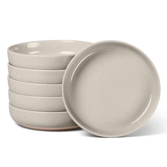Vesteel Pasta Bowls Set of 6, 32oz Large Salad Bowl for Home Kitchen, Ceramic Serving Plates for Soup, Cereal, Fruits, Microwave & Dishwasher Safe, Cappuccino Brown