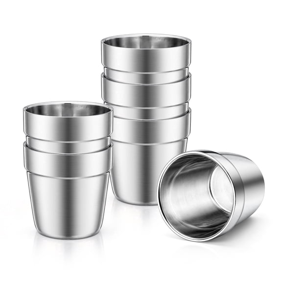 Vesteel 6 Pieces Stainless Steel Cups for Kids, 6 oz Double Wall Metal Drinking Cups, Stackable Tumbler Glasses for Home Restaurant Camping, Mirror Polished & Dishwasher Safe