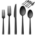 thumbnail image 1 of VeSteel 65Pcs Matte Black Silverware Set with Serving Utensils, Stainless Steel Flatware Set Service for 12, Metal Cutlery Eating Utensils Tableware Includes Forks/Spoons/Knives/Hostess Set, 1 of 9