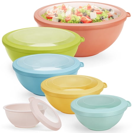 Vesteel 6Pcs Mixing Bowl Set with Lids, Plastic Nesting Bowls for Mixing, Storage, Kitchen Prepping, Serving Food, Microwave & Dishwasher Safe - Multi-color price history and forecast - Vesteel