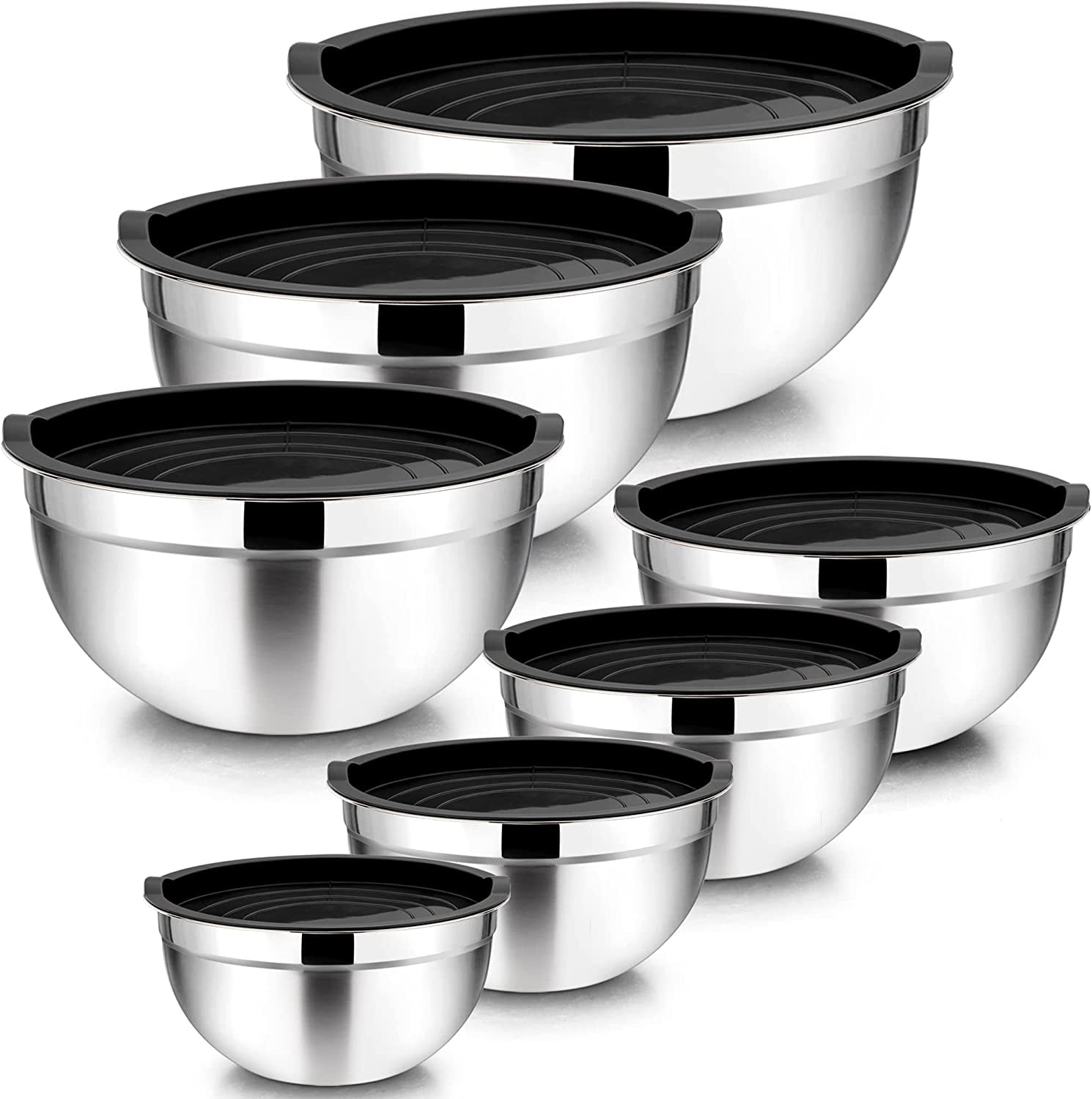Mixing Bowls with Lids Set of 5, VeSteel Stainless Steel Mixing Bowls Metal  Nesting Bowls with Airtight Lids for Cooking, Baking, Serving