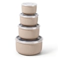 thumbnail image 1 of Vesteel Serving Bowls with Lids Set of 4, Ribbed Ceramic Mixing Bowls, Nesting Bowls for Food Storage Prep Salad, 10 / 20 / 35 / 60 OZ, Microwave & Dishwasher Safe, Cappuccino Brown, 1 of 8