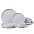 thumbnail image 1 of Vesteel Dinnerware Sets for 2, 8-Piece Stoneware Plates and Bowls Set, Dishes Set for Home Restaurant, Microwave and Dishwasher Safe, Light Grey, 1 of 11