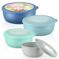 Vesteel 8Pcs Mixing Bowl Set with Lids, Nesting Plastic Bowls for for Mixing Serving Preparing Storage, Kitchen Prep Bowls, Dishwasher Safe, Sky Blue