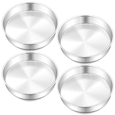 Vesteel 8 inch Cake Pan Set of 4, Stainless Steel Round Layer Cake Baking Pans, Non-Toxic, Mirror Finish & Dishwasher Safe