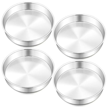 Vesteel 8 inch Cake Pan Set of 4, Stainless Steel Round Layer Cake Baking Pans, Non-Toxic, Mirror Finish & Dishwasher Safe