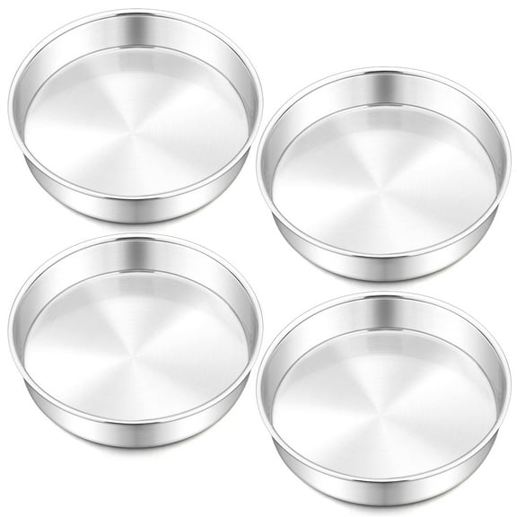Vesteel 8 inch Cake Pan Set of 4, Stainless Steel Round Layer Cake Baking Pans, Non-Toxic, Mirror Finish & Dishwasher Safe
