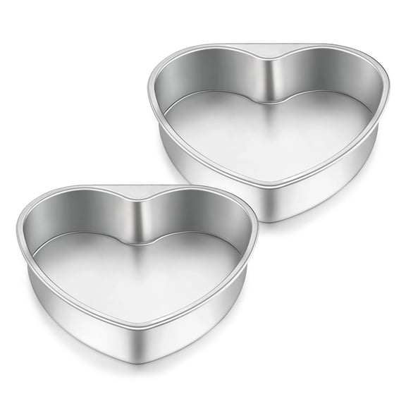 Vesteel 8 Inch Heart Shaped Cake Pan Set of 2, Stainless Steel Baking Pans, Perfect for Valentine’s Day, Weddings, Birthdays & Holiday Baking, Nonstick, Oven & Dishwasher Safe