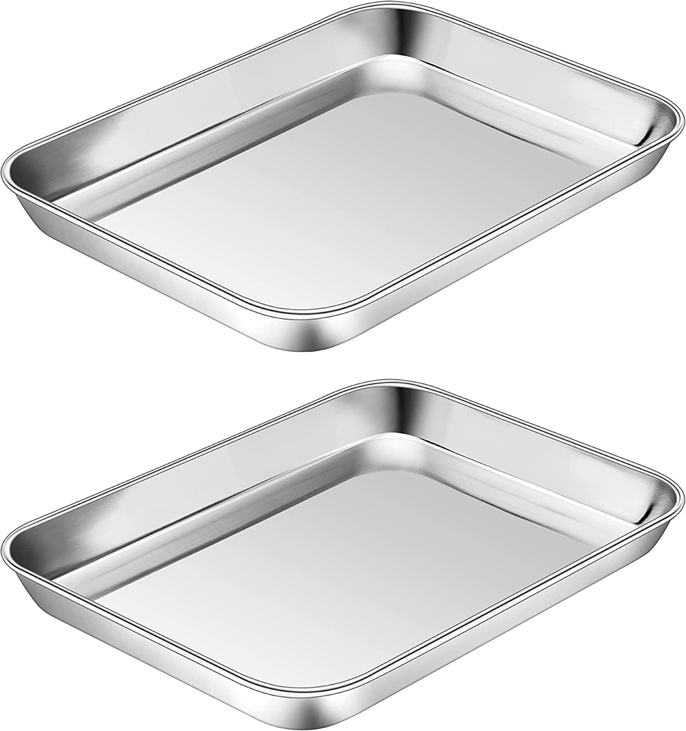 Vesteel Baking Cookie Sheet Set of 2, Stainless Steel Rectangle Baking Pan  Oven Tray - 10 x 7.8 x 1 inches