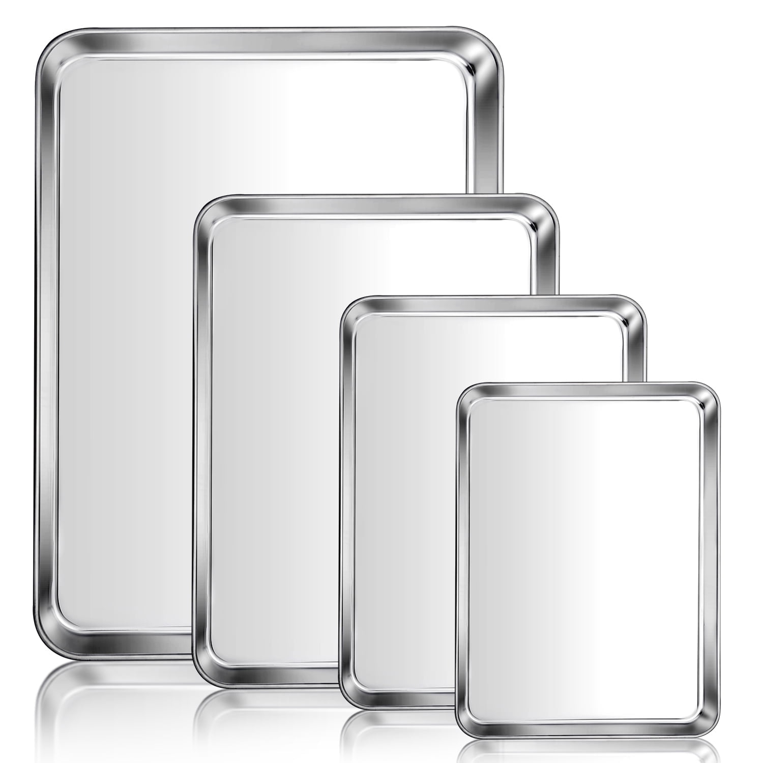 Vesteel Baking Sheet Set of 4 (16/12/10.5/9 inch), Stainless Steel Baking Pan Tray Cookie Sheet, Healthy& Dishwasher Safe - Walmart.com