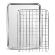Vesteel Baking Sheet and Rack Set, Stainless Steel Extra Large Rectangle Baking Cookie Sheet Oven Tray and Cooling Grid Rack - 17.7 x 13 x 1