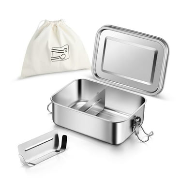 Vesteel Bento Box, 29oz Stainless Steel Lunch Box Metal Food Container with 2 Removable Dividers & Carry Bag, Portable & Leak-Proof